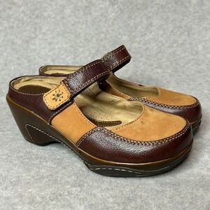 Clarks Tan Leather Mary Jane Mule Flats Shoes 6.5 Cottagecore Balletcore Boho